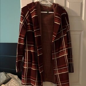 Denver Hayes Burgundy Plaid Cardigan